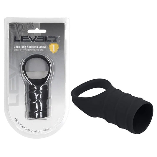 LEVELZ Silicone Cock Ring and Ribbed Sleeve