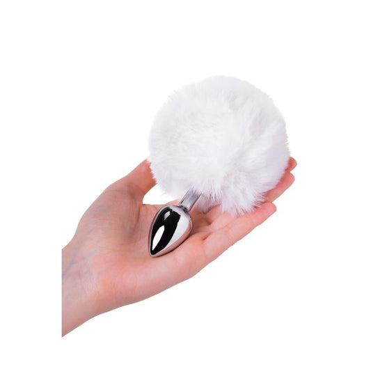 Metal Silver Anal Plug Small W White Tail