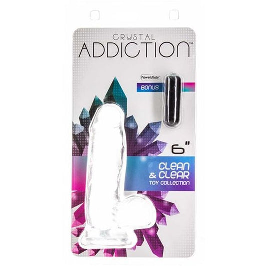 Addiction Crystal Dildo W Balls 6In Clear