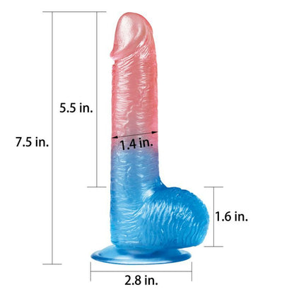 Lovetoy Dazzle Studs Dildo 7.5In Pink/Blue