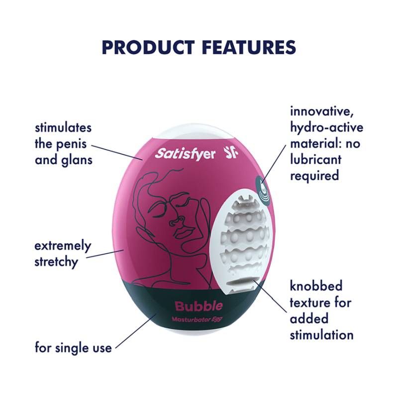 Satisfyer Masturbator Egg Bubble Compact Pleasure On The Go