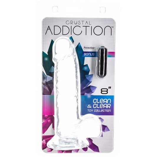 Addiction Crystal Dildo W Balls 8In Clear