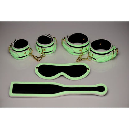 Master Series Kink In The Dark Glowing Bondage Set Fluro Green