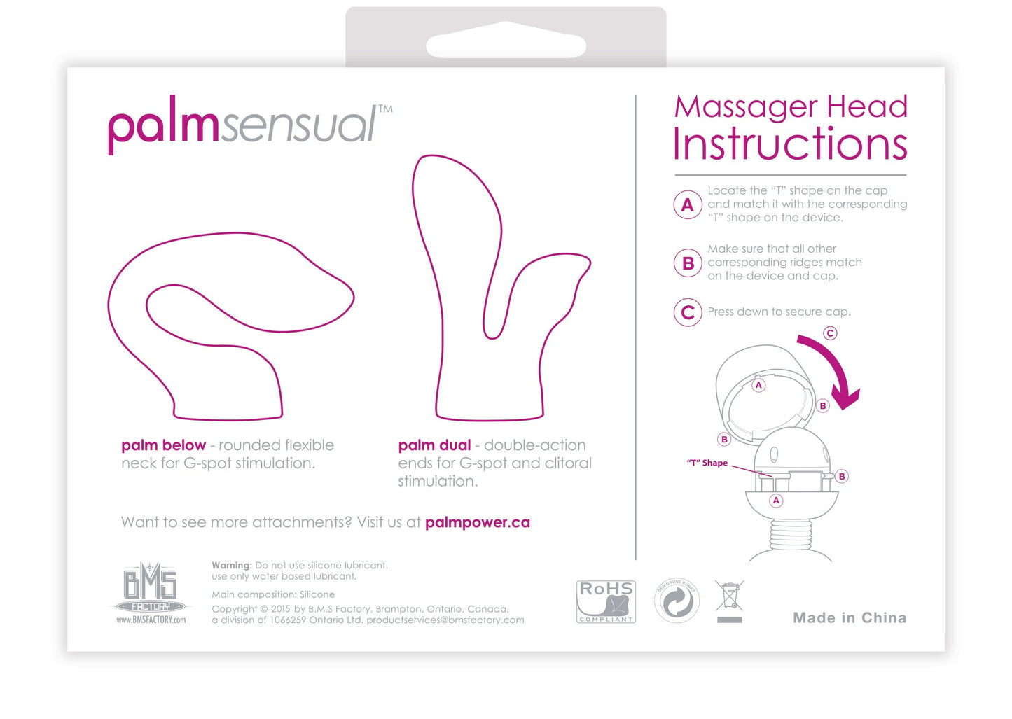 Palmpower Palmsensual Massager Heads Pink For Use With