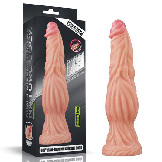 Lovetoy Nature Cock 9.5In Dual Layer Huge Alien Silicone Dildo
