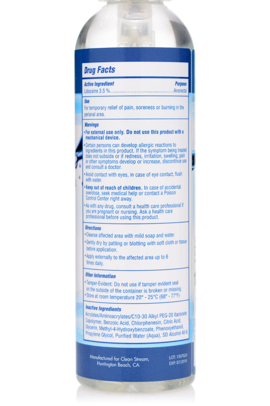 Cleanstream Relax Anal Lube 4.4Oz/130Ml Desensitizing Spray Gel