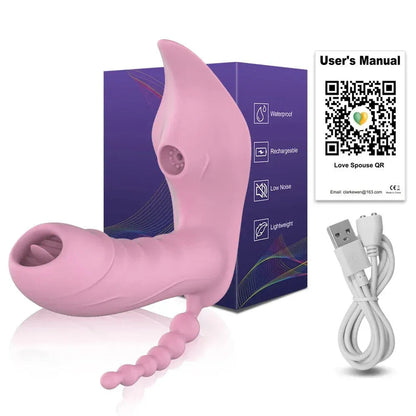 Wireless Remote Control Dildo Vibrator 3 In 1 Stimulator for Women - Purple