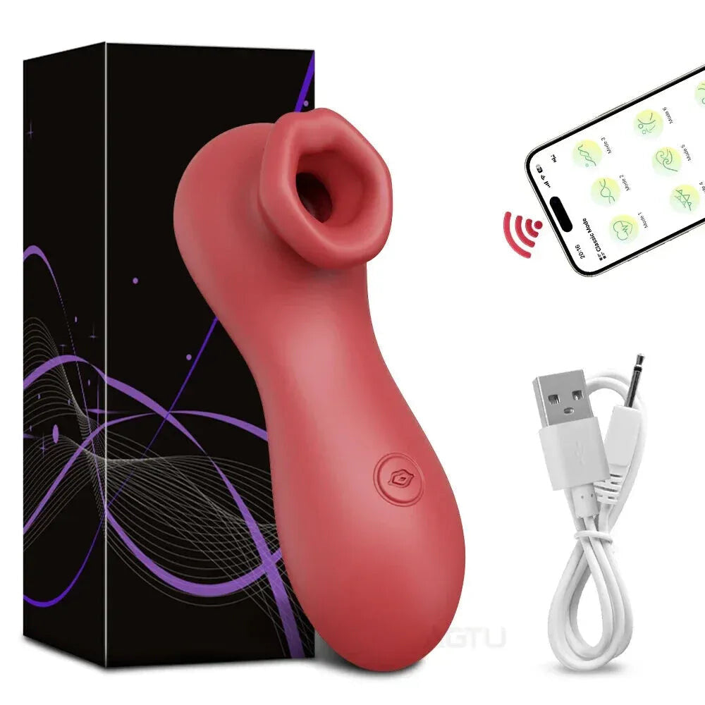App Controlled Clit Sucker Vibrator for Women Nipple Stimulator Masturbator for Couples - Red