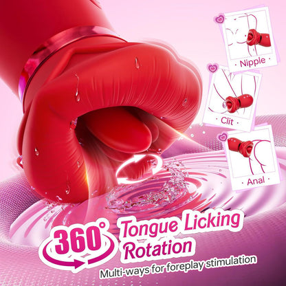 Purple Lips Vibrating Stimulator - Dual-Action Suction & Licking Massager for Women