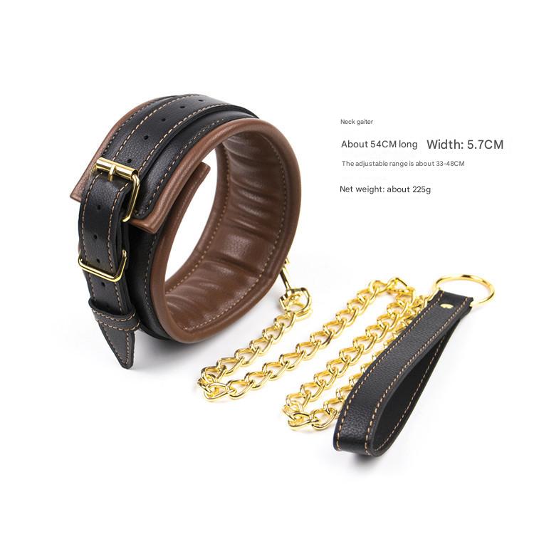 Premium PU Leather Adjustable Padded Collar, Handcuffs & Ankle Cuffs Set with Leash/Connectors(Red)