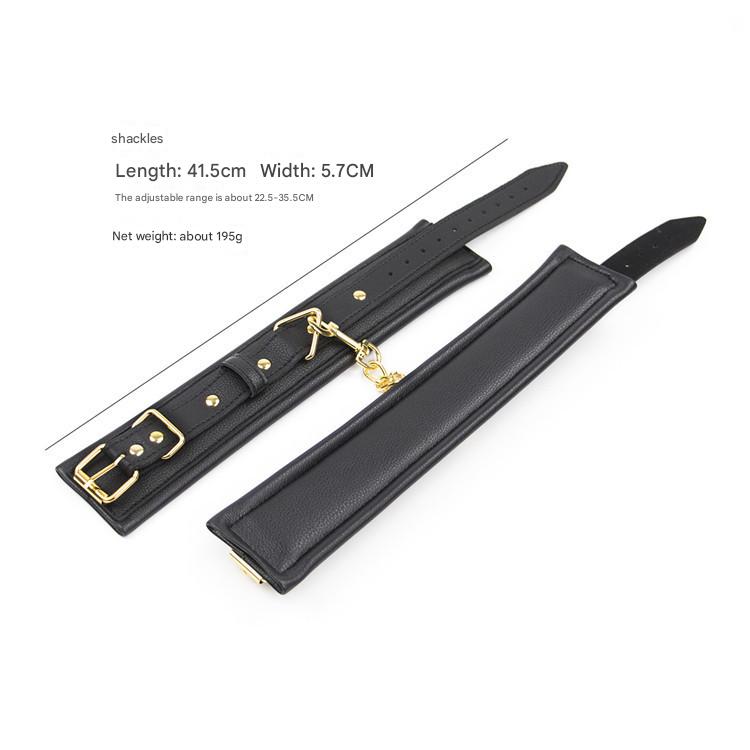 Premium PU Leather Adjustable Padded Collar, Handcuffs & Ankle Cuffs Set with Leash/Connectors(Red)