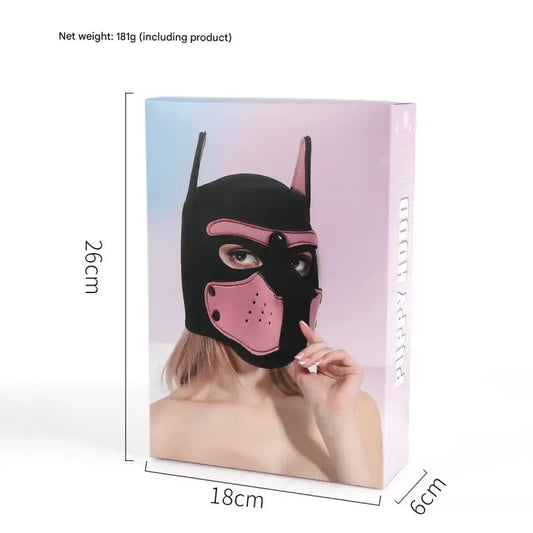 Playful Puppy Hood Mask - Soft Neoprene Full Head Cosplay & SM Accessory(Gray)