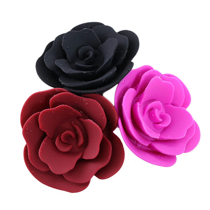 Elegant Rose Silicone Anal Plug - Smooth Tapered Design for Comfortable Play(Dark red)