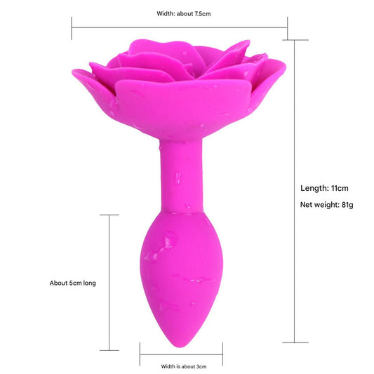 Elegant Rose Silicone Anal Plug - Smooth Tapered Design for Comfortable Play(Rose red)