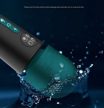 (Green) Powerful Dual Stimulation Wand Vibrator - Heated Tip, Multi-Mode, LCD Display