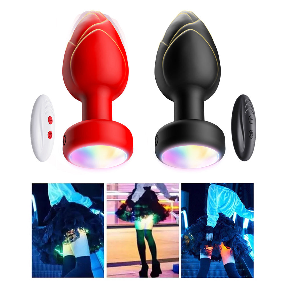 Green Luminous LED Vibrating Anal Plug with Wireless Remote - 10 Speeds, 7 Light Modes, Waterproof Silicone
