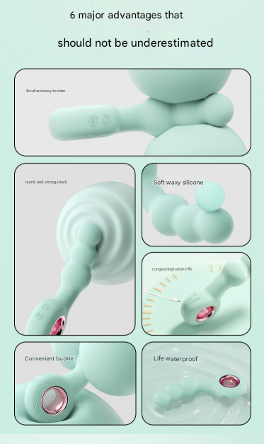 Green Handheld G-Spot & Prostate Massager with Beads- (USB Rechargeable)