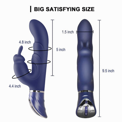 Blue Dual-Action Rabbit Vibrator - Female Pleasure Toy (USB Rechargeable)