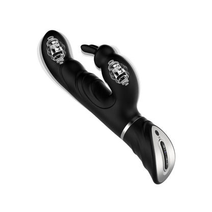 Black Dual-Action Rabbit Vibrator - Female Pleasure Toy (USB Rechargeable)